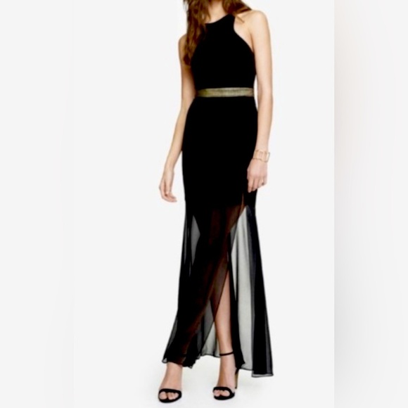 Express Black Maxi Dress with Gold Detail - Picture 1 of 15